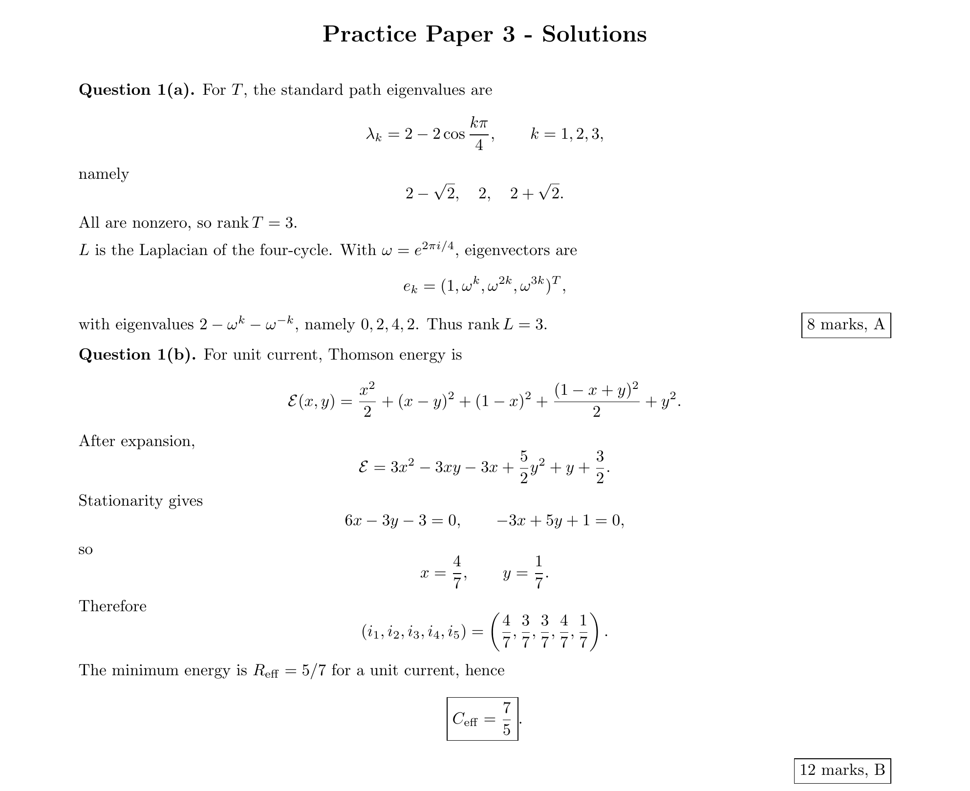 Worked solution for Question 1