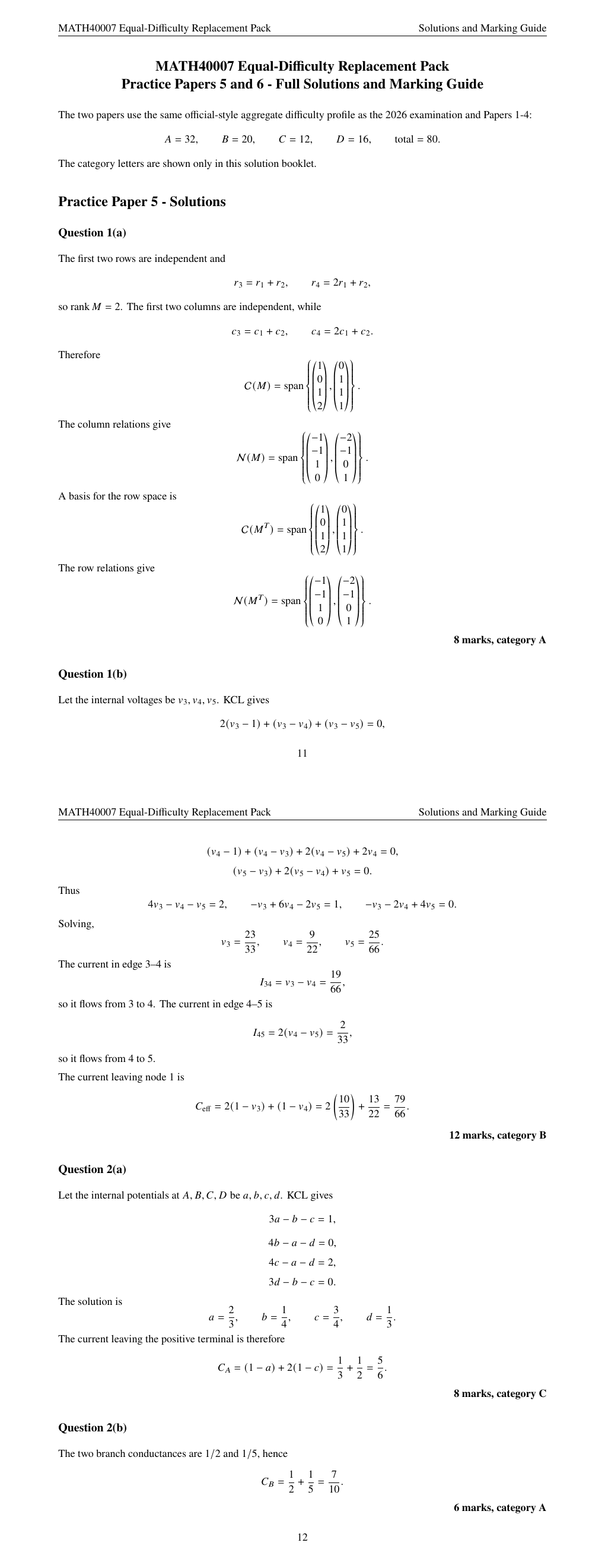 Worked solution for Question 1