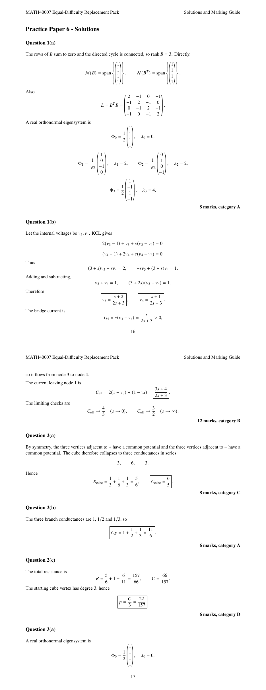 Worked solution for Question 1